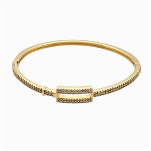 Copper Bangles Pave Zirconia 18K Gold Plated, approx 8-17mm, 50-60mm dia [FR12068]