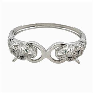 Copper Leopard Bangles Pave Zirconia Platinum Plated, approx 18-30mm, 50-58mm dia [FR12075]