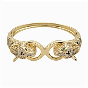 Copper Leopard Bangles Pave Zirconia 18K Gold Plated, approx 18-30mm, 50-58mm dia [FR12076]