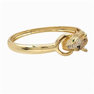 Copper Leopard Bangles Pave Zirconia 18K Gold Plated, approx 18-30mm, 55mm dia [FR12078]