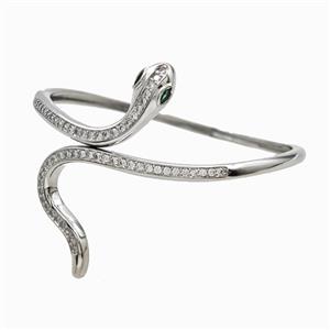 Copper Snake Bangles Pave Zirconia Platinum Plated, approx 3-8-40mm, 55mm dia [FR12083]
