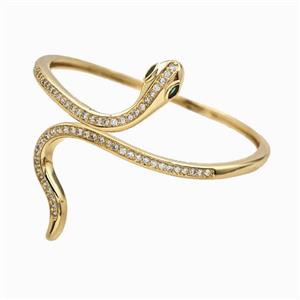 Copper Snake Bangles Pave Zirconia 18K Gold Plated, approx 3-8-40mm, 55mm dia [FR12084]