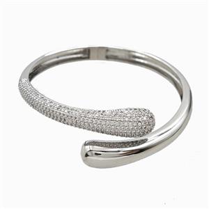 Copper Bangles Pave Zirconia Platinum Plated, approx 9mm, 60mm dia [FR12085]