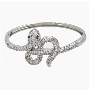 Copper Sanke Bangle Pave Zirconia Platinum Plated, approx 25-30mm, 50-55mm dia [FR12089]