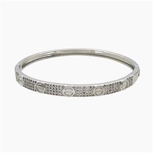 Copper Bangles Pave Zirconia Platinum Plated, approx 5.5mm, 50-55mm dia [FR12091]