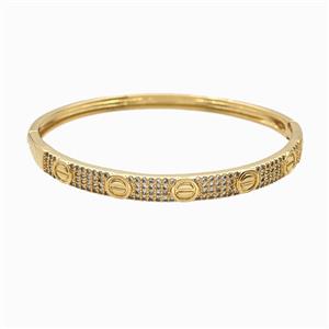 Copper Bangles Pave Zirconia 18K Gold Plated, approx 5.5mm, 50-55mm dia [FR12092]