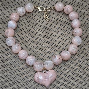 Resin Necklace With Heart Pendant, Gold Plated, approx 19mm, 35-45mm, 40-45cm length [FR12094]