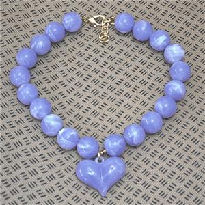 Resin Necklace With Heart Pendant, Gold Plated, approx 19mm, 35-45mm, 40-45cm length [FR12095]