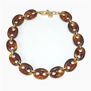 Resin Necklace, Gold Plated, approx 20-30mm, 40-45cm length [FR12099]