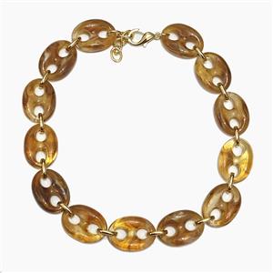 Resin Necklace, Gold Plated, approx 20-30mm, 40-45cm length [FR12100]