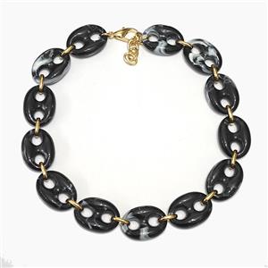 Resin Necklace, Gold Plated, approx 20-30mm, 40-45cm length [FR12101]
