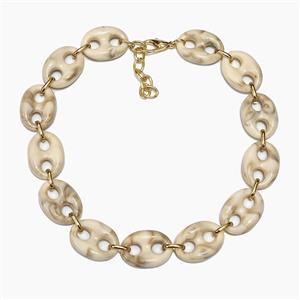 Resin Necklace, Gold Plated, approx 20-30mm, 40-45cm length [FR12102]