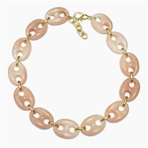 Resin Necklace, Gold Plated, approx 20-30mm, 40-45cm length [FR12103]