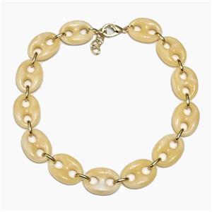 Resin Necklace, Gold Plated, approx 20-30mm, 40-45cm length [FR12104]
