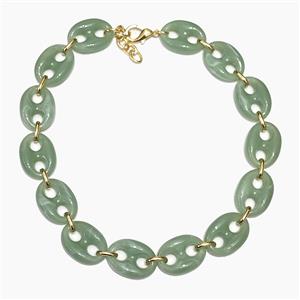 Resin Necklace, Gold Plated, approx 20-30mm, 40-45cm length [FR12105]