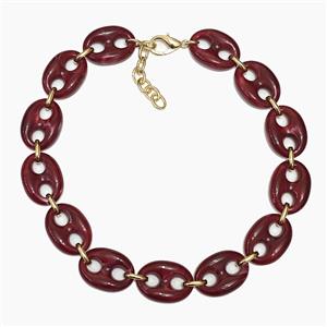 Resin Necklace, Gold Plated, approx 20-30mm, 40-45cm length [FR12107]