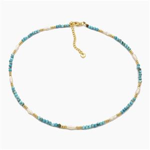 Gemstone Necklace, Gold Plated, approx 3-4mm, 40-45cm length [FR12109]