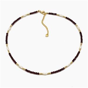 Gemstone Necklace, Gold Plated, approx 3-4mm, 40-45cm length [FR12111]