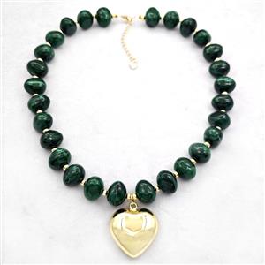 Deepgreen Resin Necklace With Heart Pendant Gold Plated, approx 30mm, 13-16mm, 40cm length [FR12149]