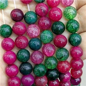 Natural Veins Agate Beads Red Green Dye Smooth Round, approx 8mm [GA3574-8MM]