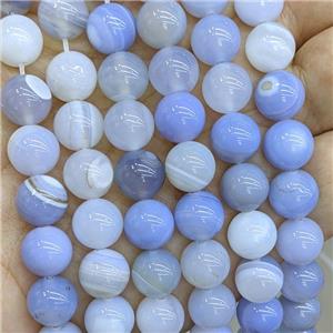 Natural Stripe Agate Beads Blue Dye Smooth Round, approx 10mm [GA3576-10MM]