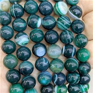Natural Stripe Agate Beads Green Dye Smooth Round, approx 8mm [GA3579-8MM]