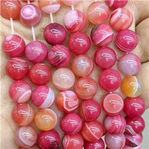 Natural Stripe Agate Beads Red Dye Smooth Round, approx 10mm [GA3583-10MM]