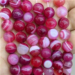 Natural Stripe Agate Beads Red Dye Smooth Round, approx 10mm [GA3584-10MM]