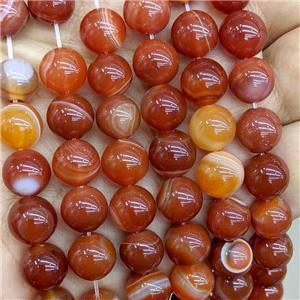 Natural Stripe Agate Beads Red Dye Smooth Round, approx 8mm [GA3588-8MM]