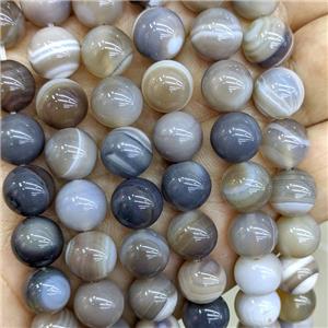Natural Stripe Agate Beads Coffee Dye Smooth Round, approx 10mm [GA3589-10MM]