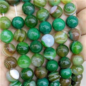 Natural Stripe Agate Beads Green Dye Smooth Round, approx 8mm [GA3595-8MM]