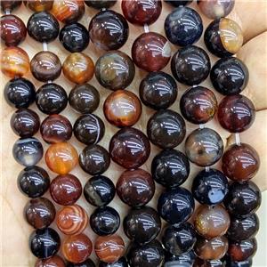 Natural Stripe Agate Beads Blackred Dye Smooth Round, approx 10mm [GA3596-10MM]