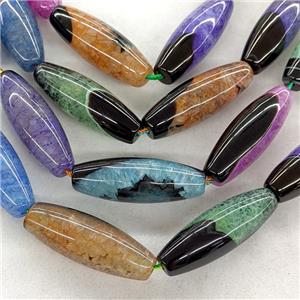 Natural Agate Druzy Rice Beads Mixed Color Dye, approx 13-40mm [GA3602]