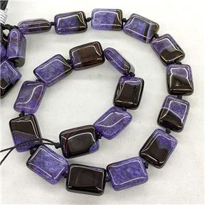 Natural Agate Druzy Rectangle Beads Purple Dye, approx 15-20mm [GA3622]