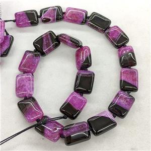 Natural Agate Druzy Rectangle Beads Fuchsia Dye, approx 15-20mm [GA3623]