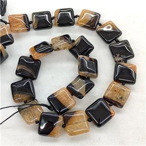 Natural Druzy Agate Square Beads Orange Dye, approx 18mm [GA3630]
