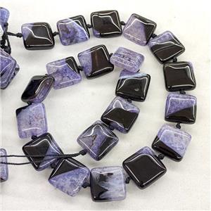 Natural Druzy Agate Square Beads Purple Dye, approx 18mm [GA3631]