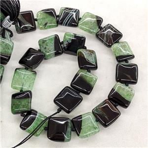Natural Druzy Agate Square Beads Green Dye, approx 18mm [GA3632]