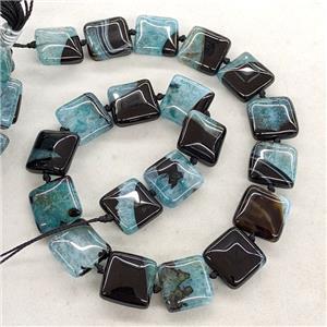 Natural Druzy Agate Square Beads Teal Dye, approx 18mm [GA3634]