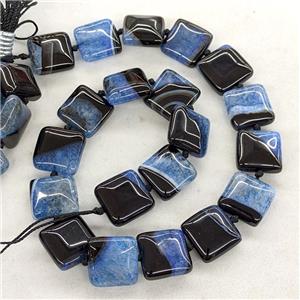 Natural Druzy Agate Square Beads Blue Dye, approx 18mm [GA3635]