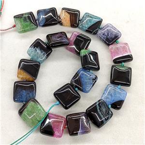 Natural Druzy Agate Square Beads Mix Color Dye, approx 18mm [GA3636]