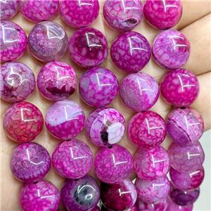 Natural Dragon Veins Agate Beads Smooth Round Fuchsia Dye, approx 14mm [GA3637]