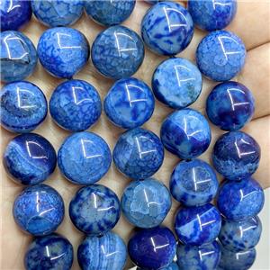 Natural Dragon Veins Agate Beads Smooth Round Skyblue Dye, approx 14mm [GA3639]