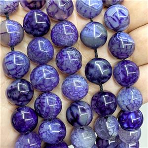 Natural Dragon Veins Agate Beads Smooth Round Purple Dye, approx 14mm [GA3641]