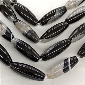Natural Druzy Agate Rice Beads Black Dye, approx 14-40mm [GA3646]