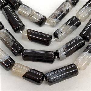 Natural Druzy Agate Column Beads Black Dye, approx 12-30mm [GA3648]