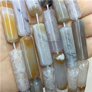 Natural Agate Column Beads Gray, approx 12-40mm [GA3651]