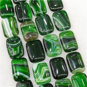 Natural Striped Agate Beads Rectangle Green Dye, approx 18-25mm [GA3667]