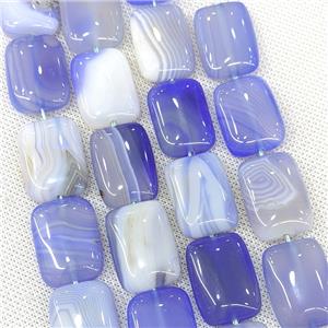 Natural Striped Agate Beads Rectangle Blue Dye, approx 18-25mm [GA3670]