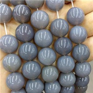 Gray Agate Beads Smooth Round Dye, approx 16mm dia [GA3682]